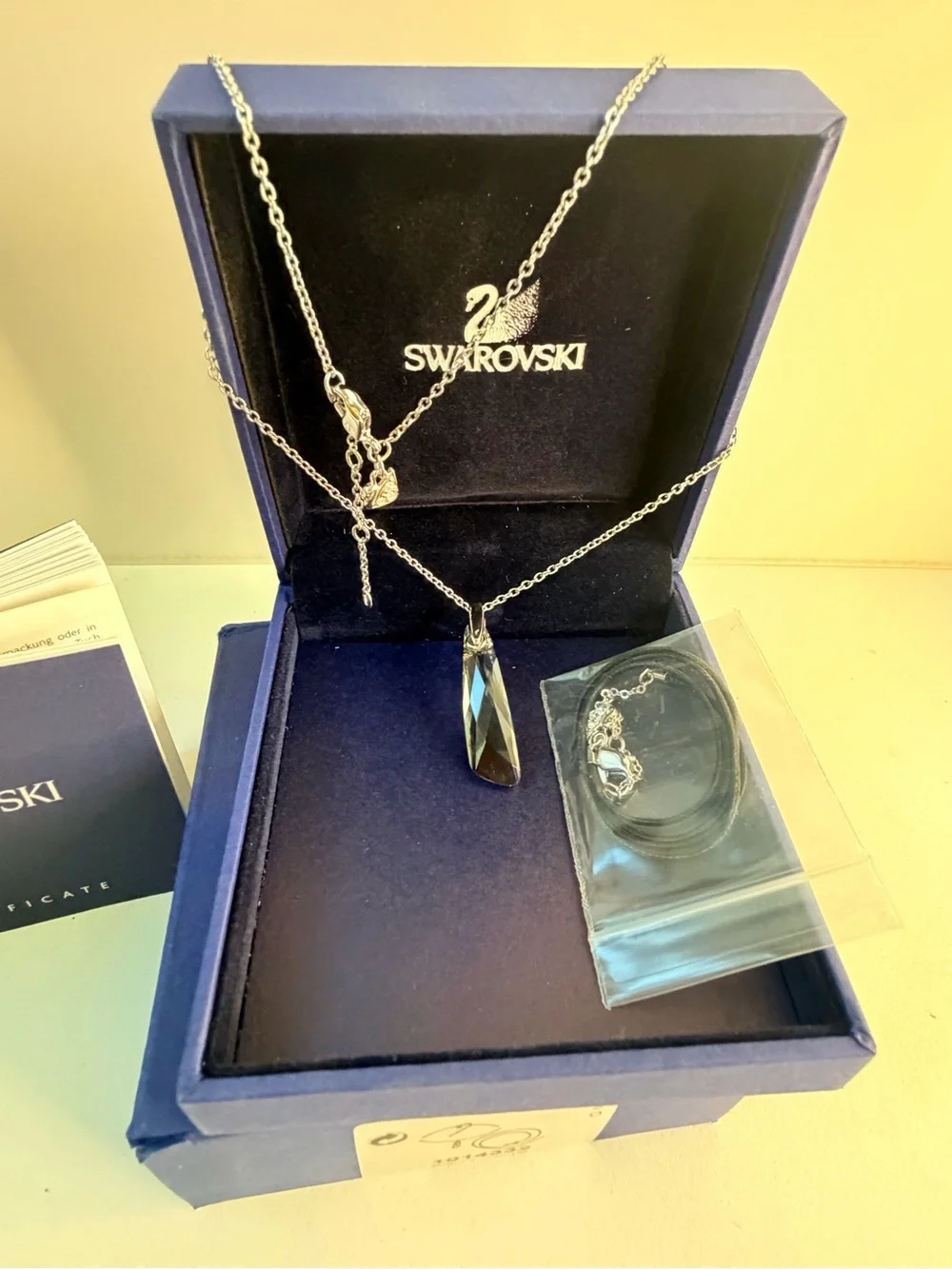 Swarovski Clear Crystal Faceted Pendant Necklace with Silver Chain
